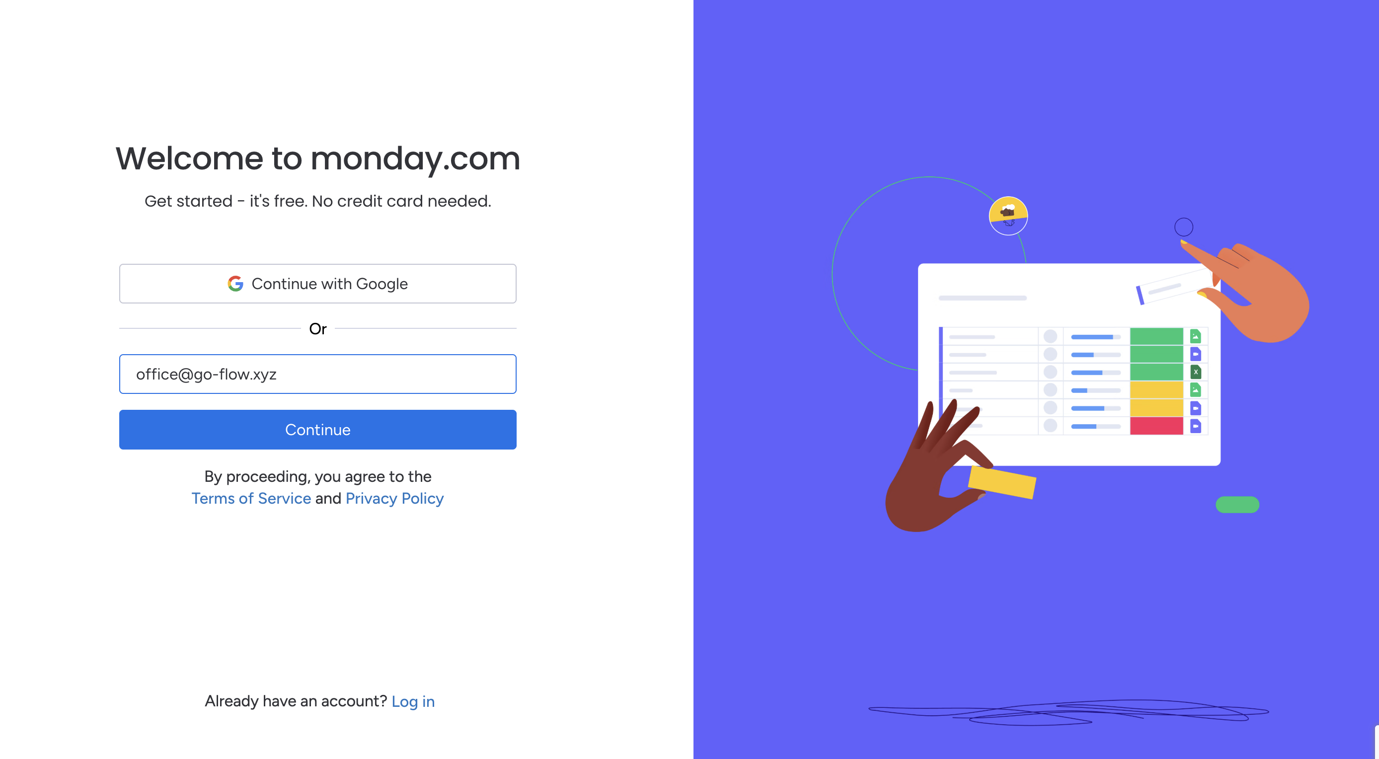 פתיחת חשבון במאנדיי