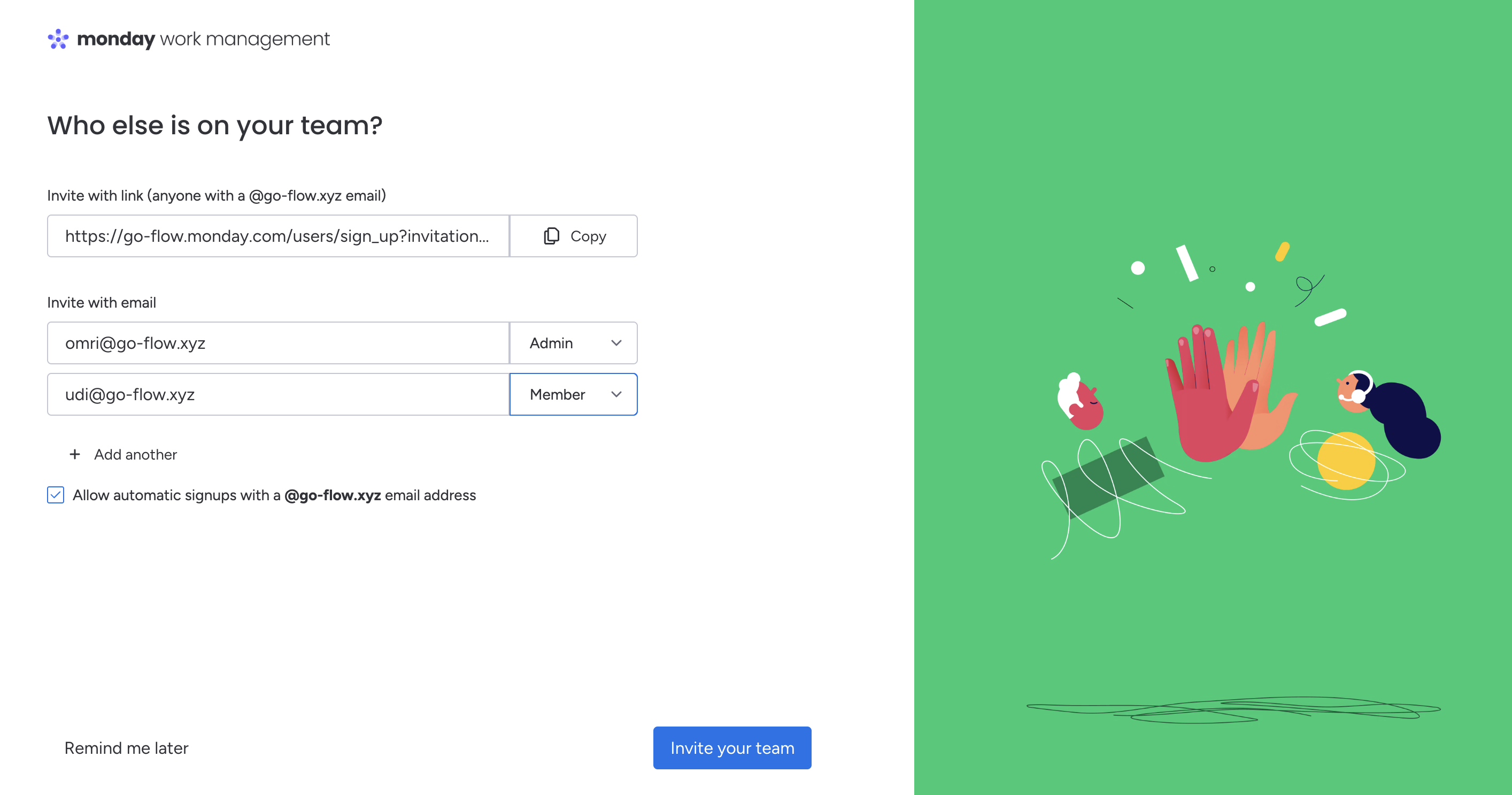 פתיחת חשבון במאנדיי